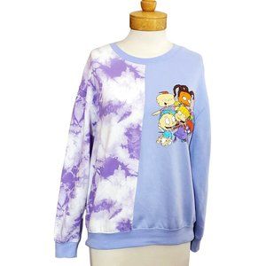 Nickelodeon Rugrats Sweat Shirt Long Sleeve Purple & Tie Dyed Crew Neck Sz L